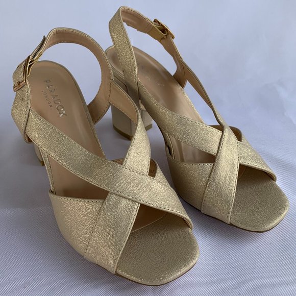 Paradox London Hibiscus Strappy Heels, Women's Size 8 W, Champagne - Picture 2 of 8